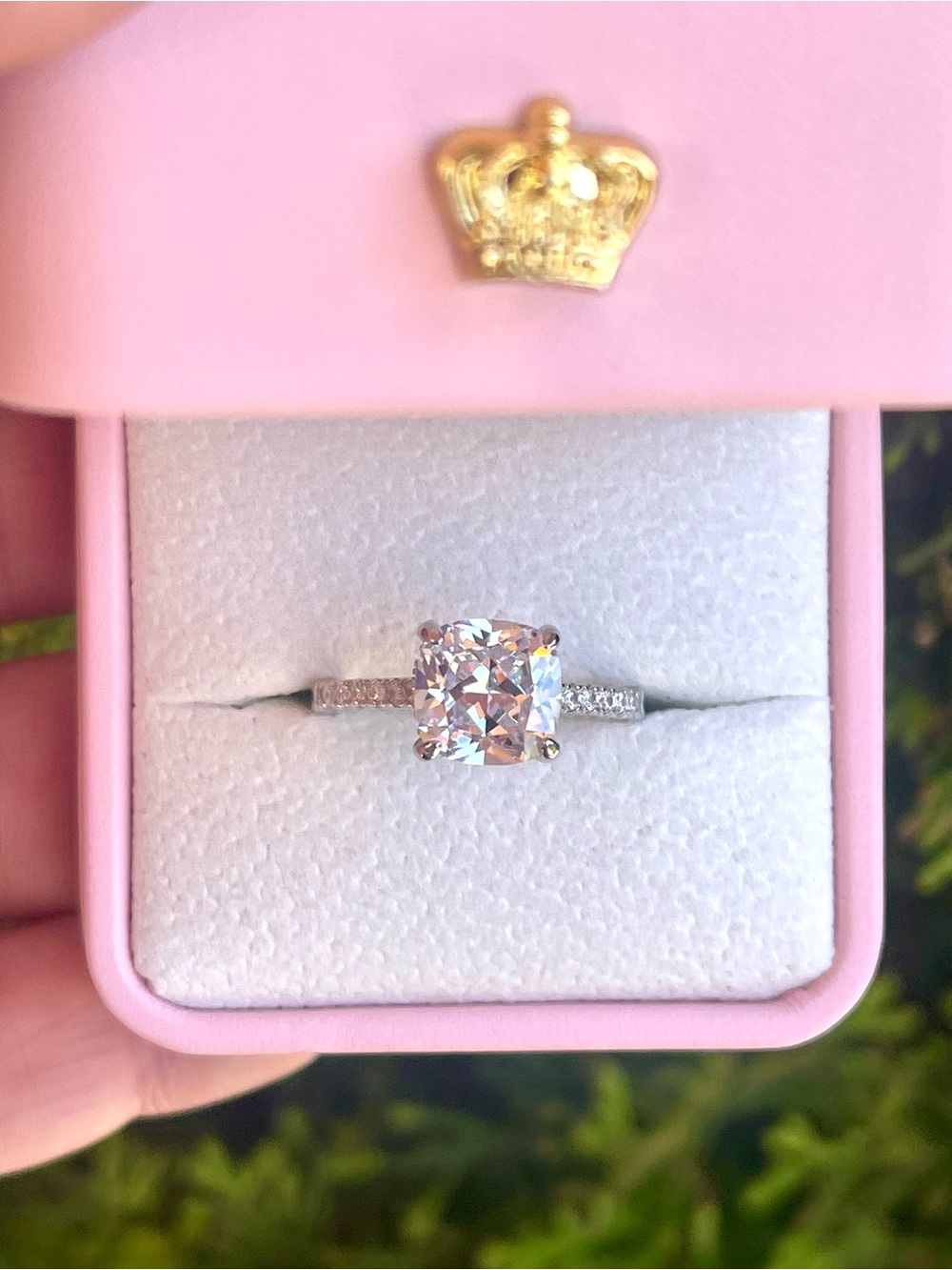 2ct Cushion Cut Sterling SilvePave Engagement Ring